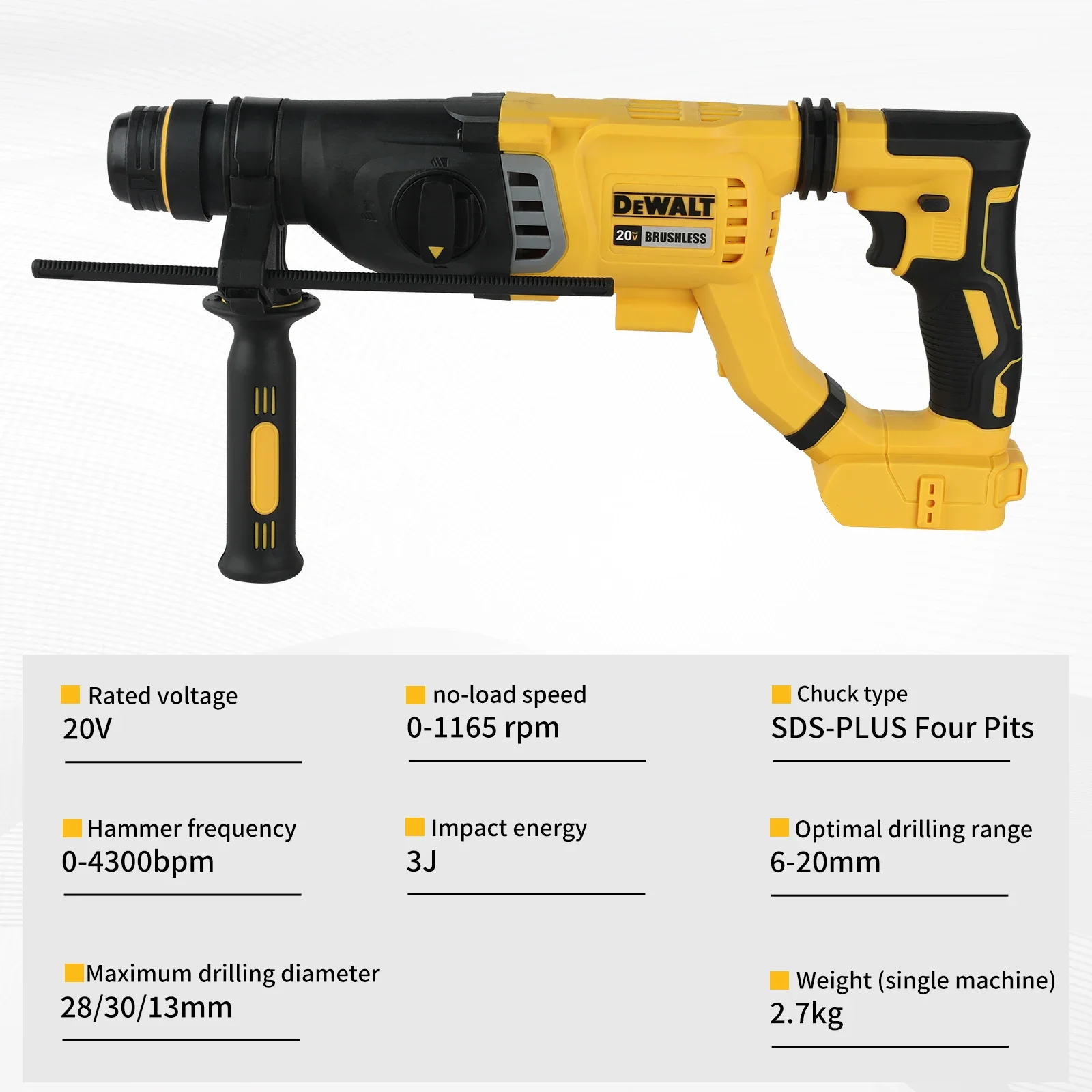 Hot Sale DEWALT 20V Brushless  - Hammer Drill Sds recension och pris